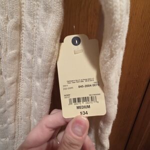 St.Johns Bay Ivory Cable-Knit Women’s Sweater - Medium